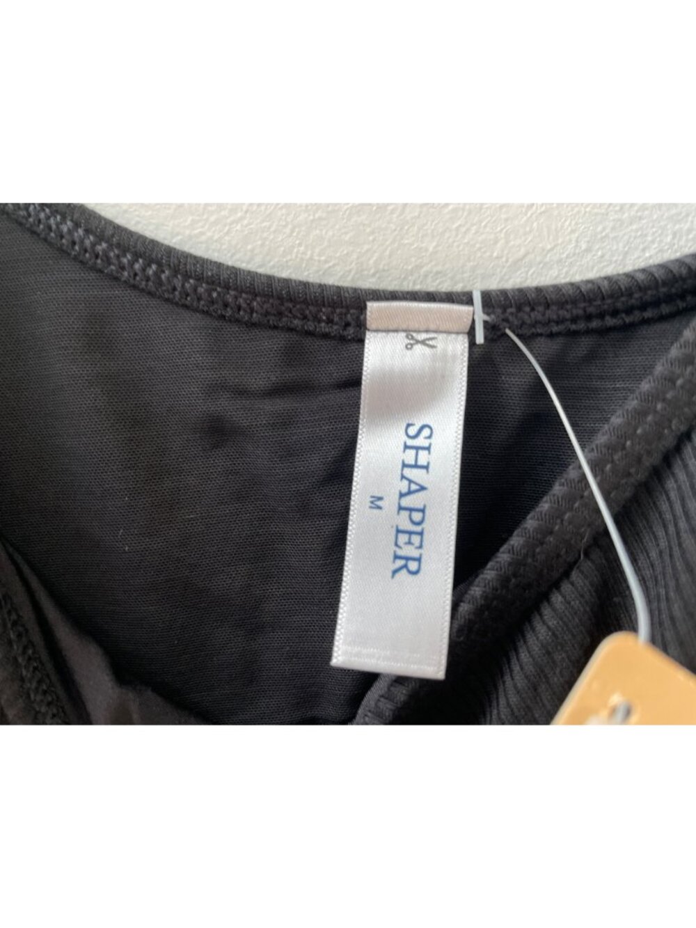 Popilush Built-In Bra Shapewear Black Ribbed Midi Dress Built-in-Shorts Sz M NWT - Picture 7 of 8